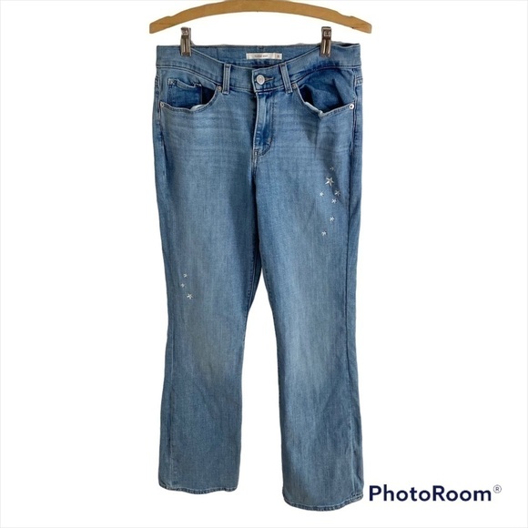 Levi’s Classic Boot Cut Jeans Sz 6 Embroidered Star Denim Blue Women’s - Picture 1 of 7